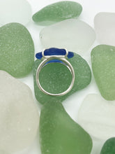 Load image into Gallery viewer, Sterling Silver Cobalt Blue Seaglass Ring