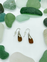 Load image into Gallery viewer, Sterling Silver Caramel Spanish Sea Glass Earrings