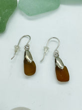 Load image into Gallery viewer, Sterling Silver Caramel Spanish Sea Glass Earrings