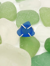 Load image into Gallery viewer, Sterling Silver Cobalt Blue Seaglass Ring