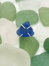 Load image into Gallery viewer, Sterling Silver Cobalt Blue Seaglass Ring