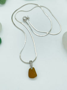 Sterling Silver Caramel Spanish Sea Glass Necklace