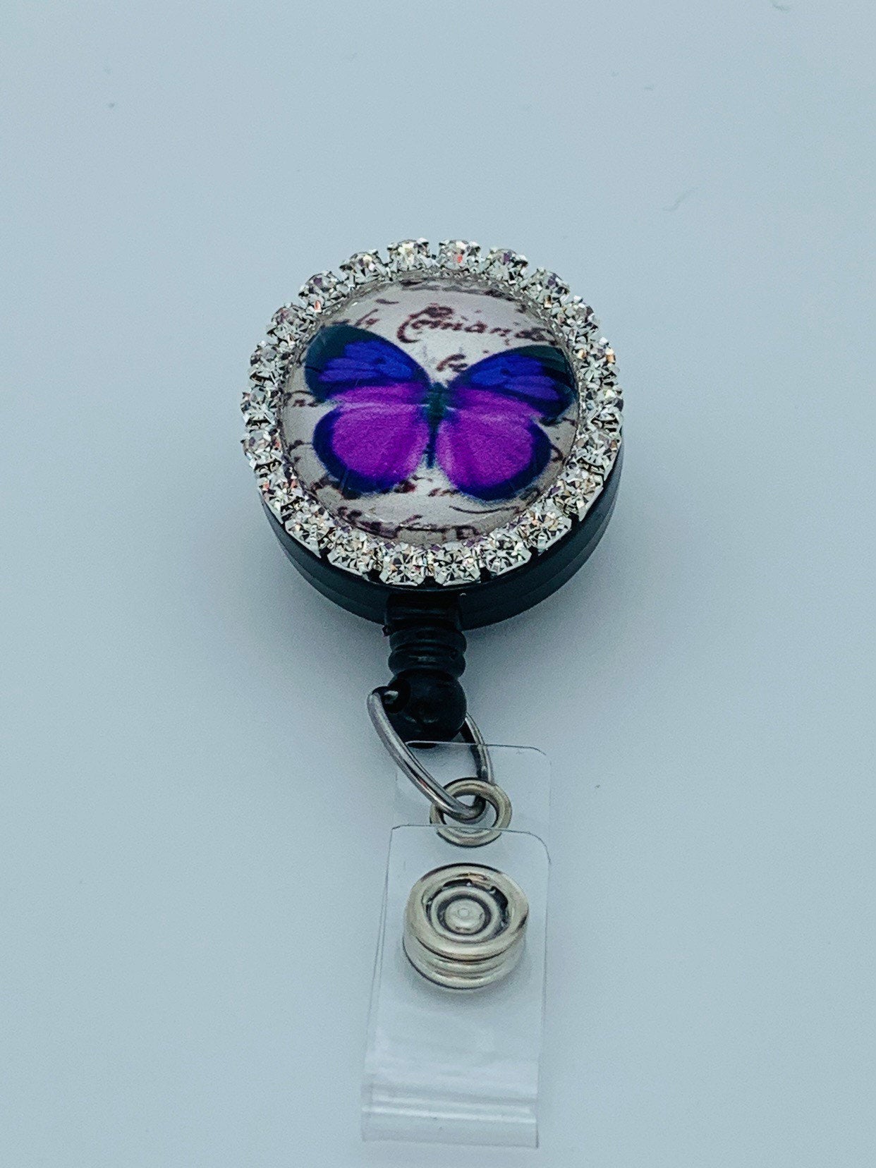 Purple Butterfly Badge Reel – ST Designs of Texas