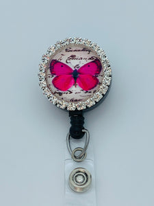 Hot Pink Butterfly Badge Reel